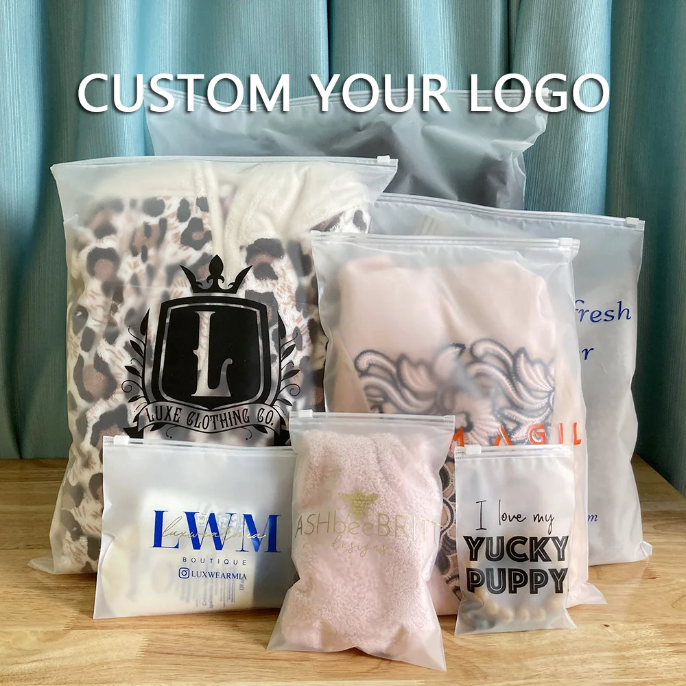 

Custom frosted zipper bags high quality clothes plastic bag customized zip lock bag clothing packaging