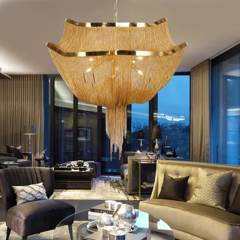 

Aluminum Chain Tassel Chandelier Lights Modern Hanging Lighting For Living Room Industrial Lamp Suspension Luminaire