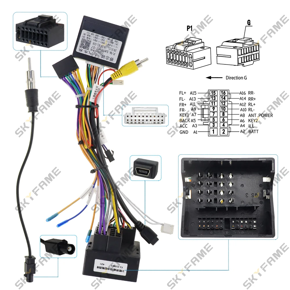 Skyfame carro 16pin estéreo cablagem cabo de alimentação caixa canbus decodificador para roewe 360 550 i5 rx5 rx3 i6 ei5 mg gs zs 3/5/6 RZ-SAI
