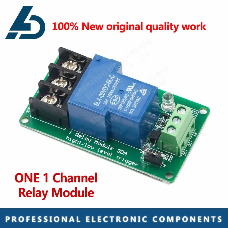 Bhtg 1PCS ONE 1 channel relay module 30A with optocoupler isolation 5V 12V 24V supports high and low Triger trigger