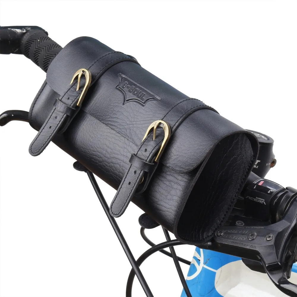 Bicycle Handlebar Bag Retro PU Leather Waterproof Cycling Bag Saddle Bag Personalized Riding Bike Replacement Parts