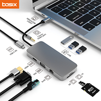 Basix USB C HUB Type C to HDMI-compatible USB 3.0 Adapter 10 in 1 Type-C HUB Dock PD 100W USB-C Splitter for MacBook Pro Air M1