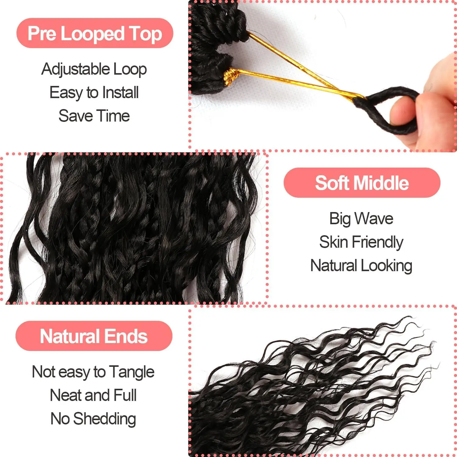 Goddess Boho Box Braids Crochet Hair-9 عبوات 14-30 بوصة ضفائر كروشيه صناعية للنساء السود محلق مسبقًا