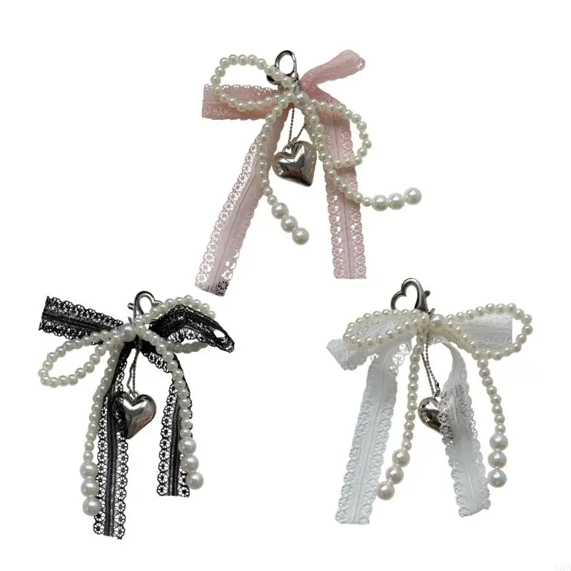 

Korean Pearls Bows Keychain Fashionable Bag Charm Bags Pendant For Women 547A