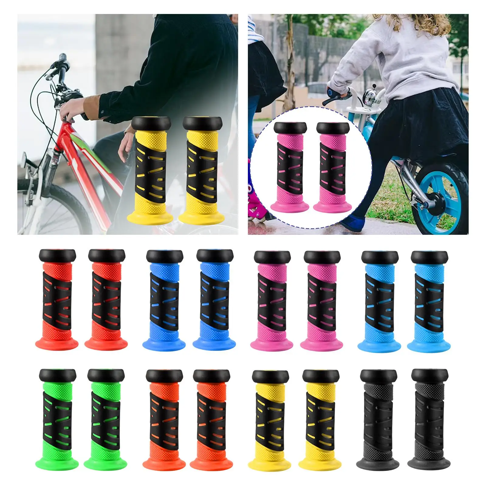 

Mountain Bike Handlebar Grips Flexible Rubber Comfortable Handling for Kids Girls Boys Scooters Tricycles Accessories