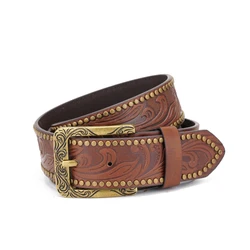 A men's and women's casual retro belt Western style! PU leather belt with metal buckle, suitable for daily work wear