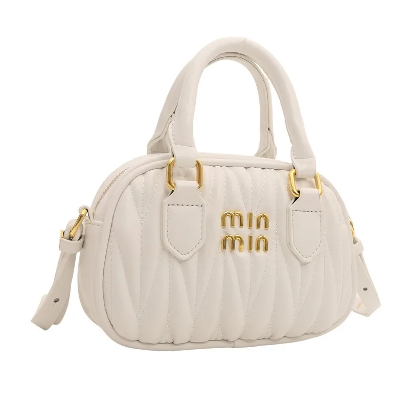 Children's embroidered thread pillow bag Korean version Little Fragrant Princess pleated bowling handbag for women, single