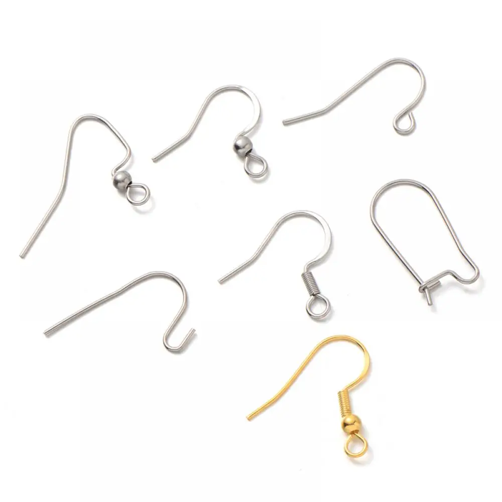 50Pcs Primary Color Stainless Steel Ear Hook Question Mark Hook Jewelry Hook Pig Gall Hook Earring Hook DIY Jewelry Accessories