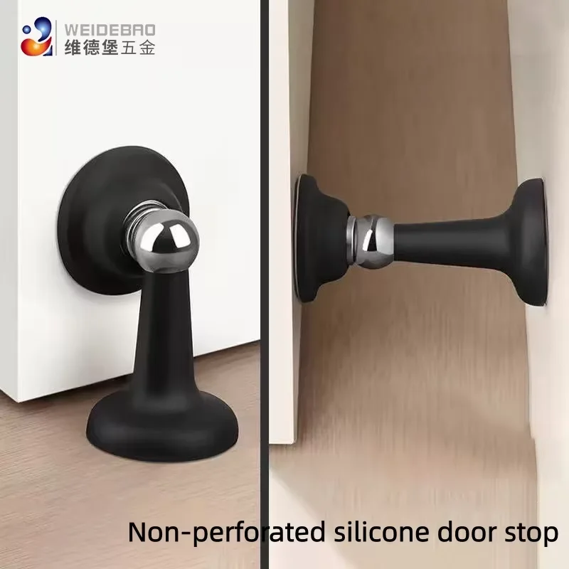 No drilling required. Strong magnetic suction, silent suction cup. No drilling, anti-collision door stopper, silicone floor suct