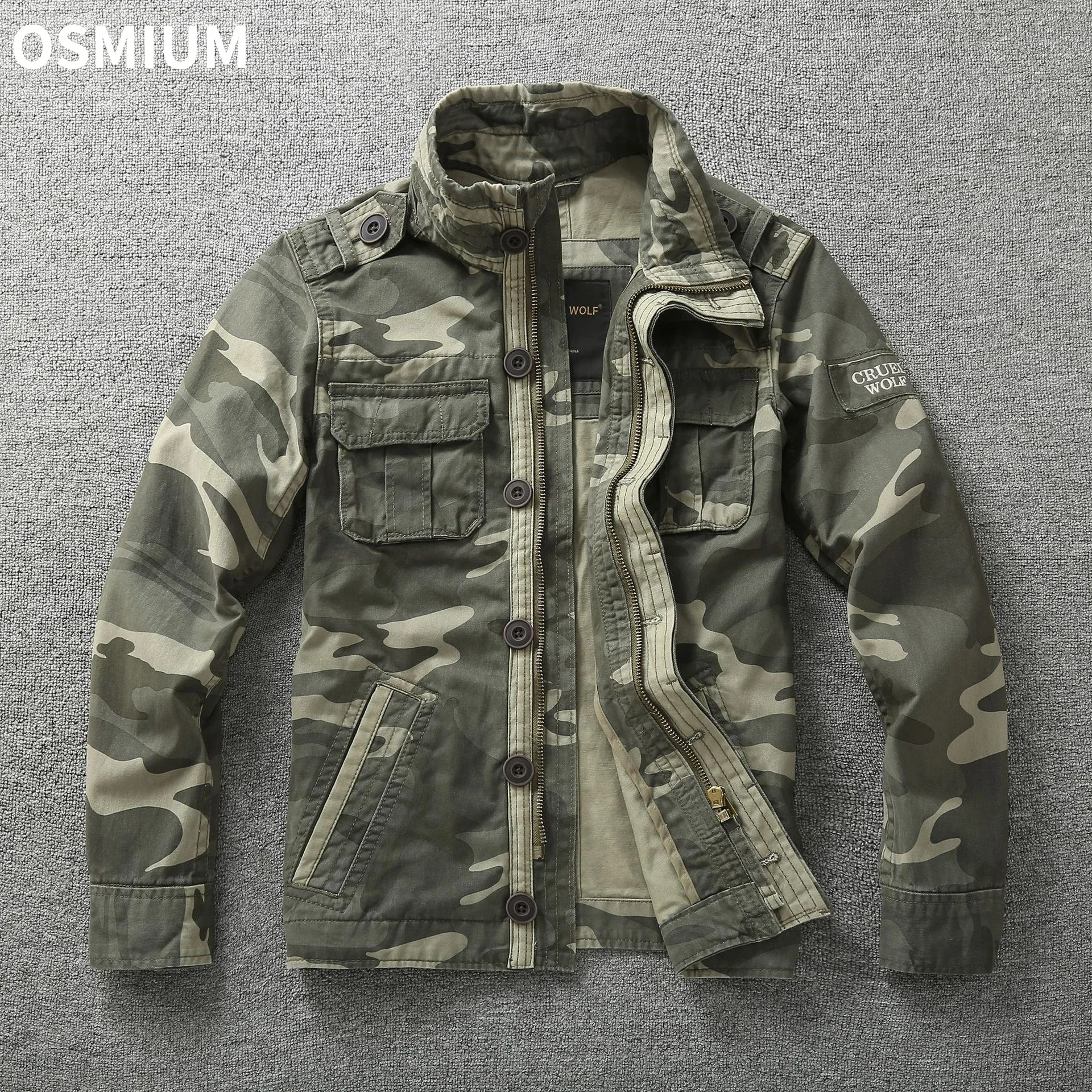 

Denim Jacket Men Stand Collar Camo Jacket Boys Casual Wear Overalls Mens Winter Thick Overall Camouflage Coat Male Tops