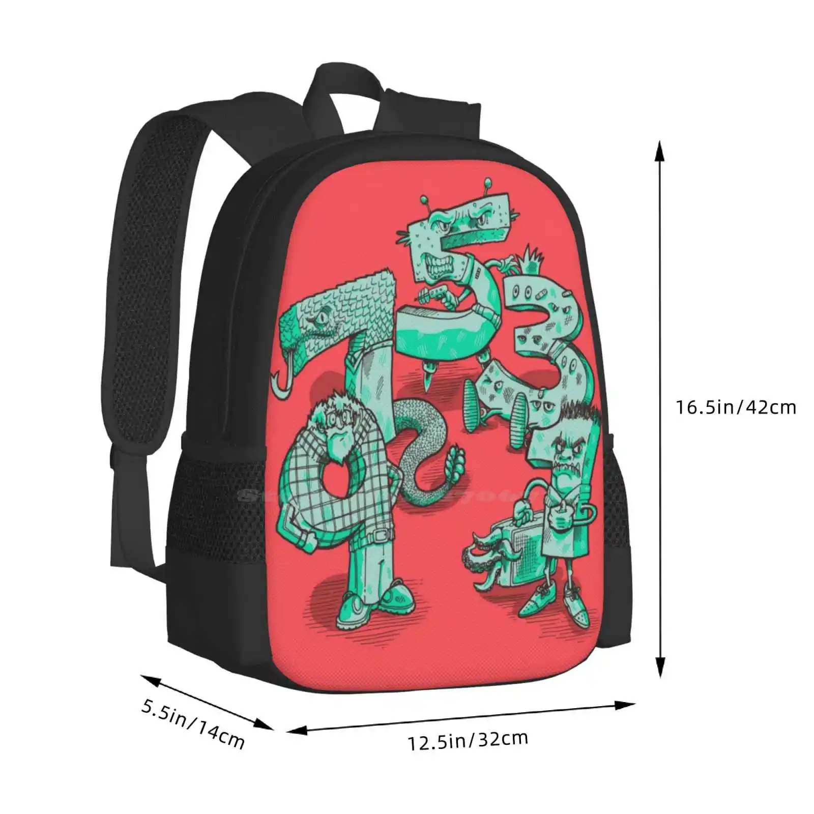 Odd Numbers Hot Sale Schoolbag Backpack Fashion Bags Odd Numbers Pink Green Monster 1 3 5 7 9