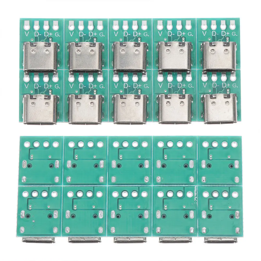 12Pcs USB C Type-C Pcb Board USB 3.1 Female Receptacle Converter for Cable DIY Build Enhanced Stability Smooth Transfer