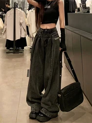 Summer Women Baggy Kpop Low Waisted Denim Pants Y2k Streetwear BF Stacked Jean Long Trousers Grunge Cyber Gyaru Goth 2000s Tide