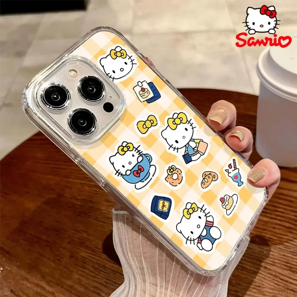 Sanrio Phone Shell Fall Prevention Iphone 16/15/14/13/12/11 Girl Phone Case Kitty Cat Fashion Accessory Hellokitty 2025 New