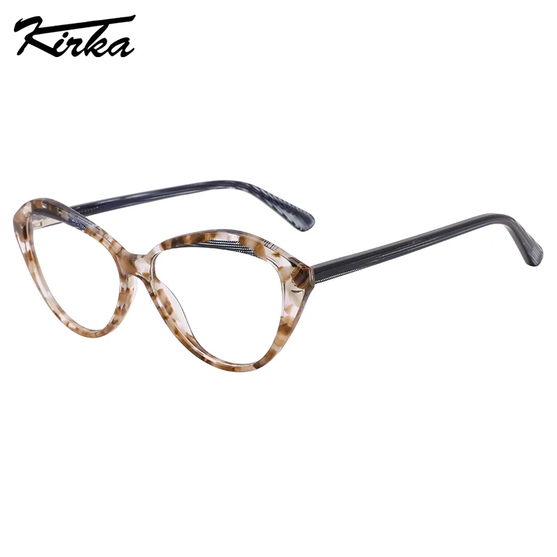 Kirka Female Acetate Triangle Stripes/Pattern Dotted Colors Optical Frames Prescription Lens Dotted Temples Glasses WD4235