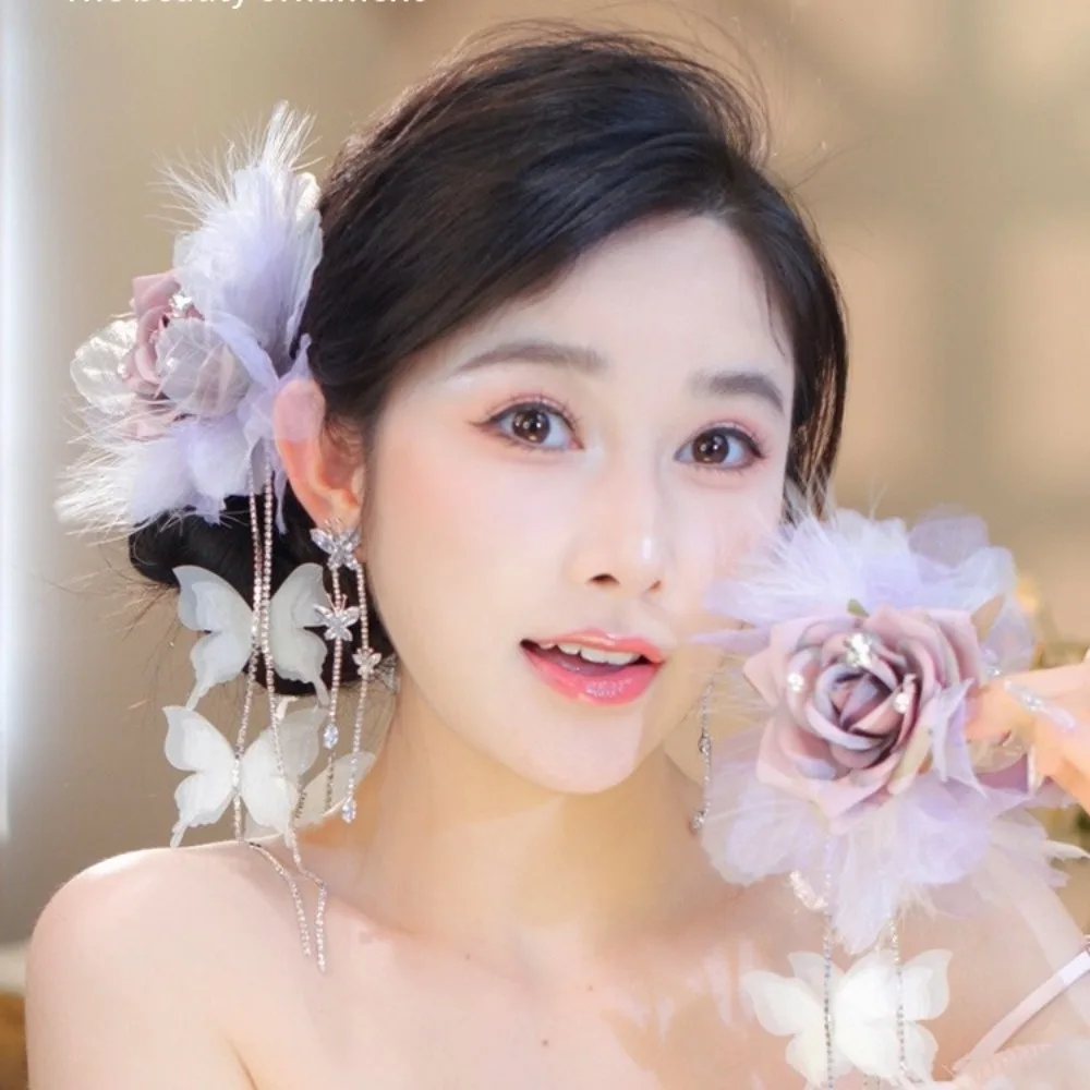 

Retro Flower Hair Clip Tassel Super Fairy Hair Claw Temperament Large Crab Hair Clips for Girls Women