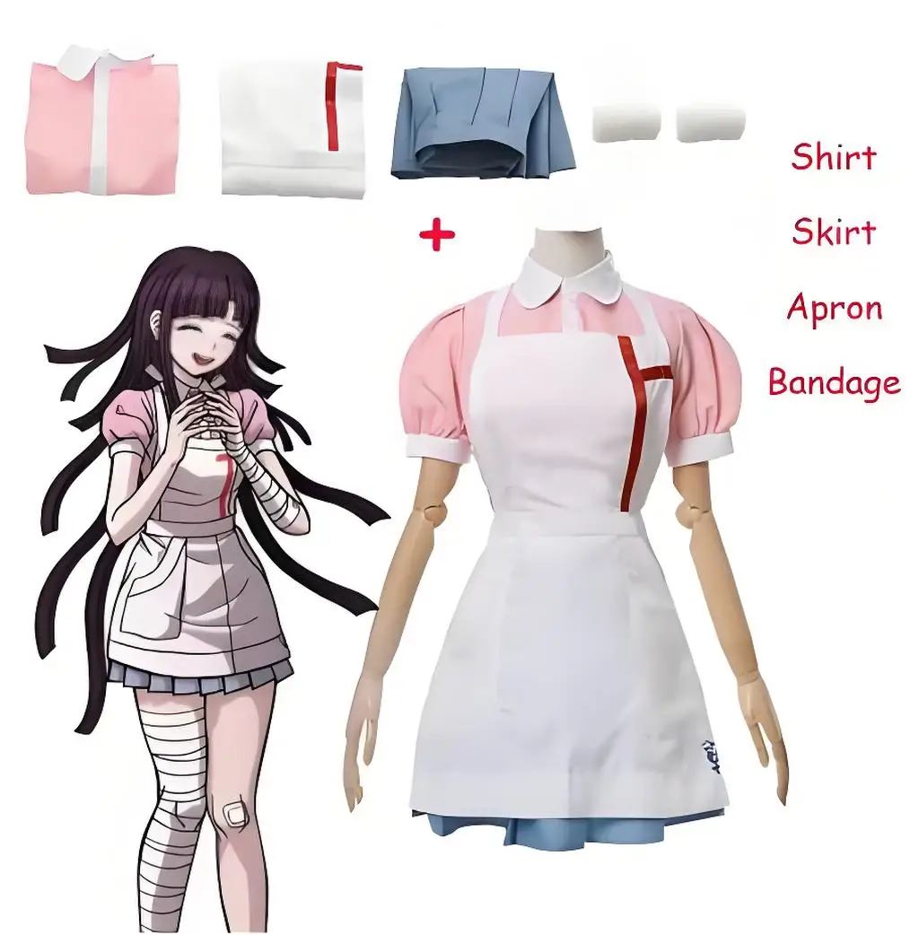 Danganronpa Mikan Tsumiki Cosplay Outfit With Wig Anime Halloween Despair Ultimate Nurse Uniform Maid Costume Full Set For Women - Image 2