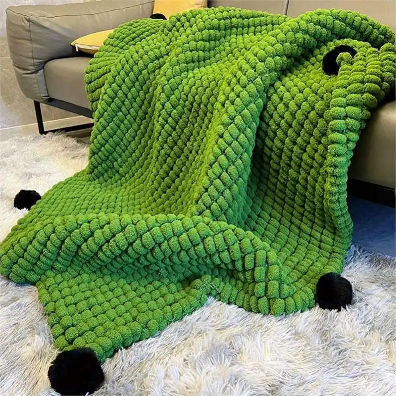 Knitting Bean Yarn DIY Blanket Ball-shaped Yarn DIY Knitted Blanket Christmas Green Chenille Yarns Chunky Thick Line Blankets