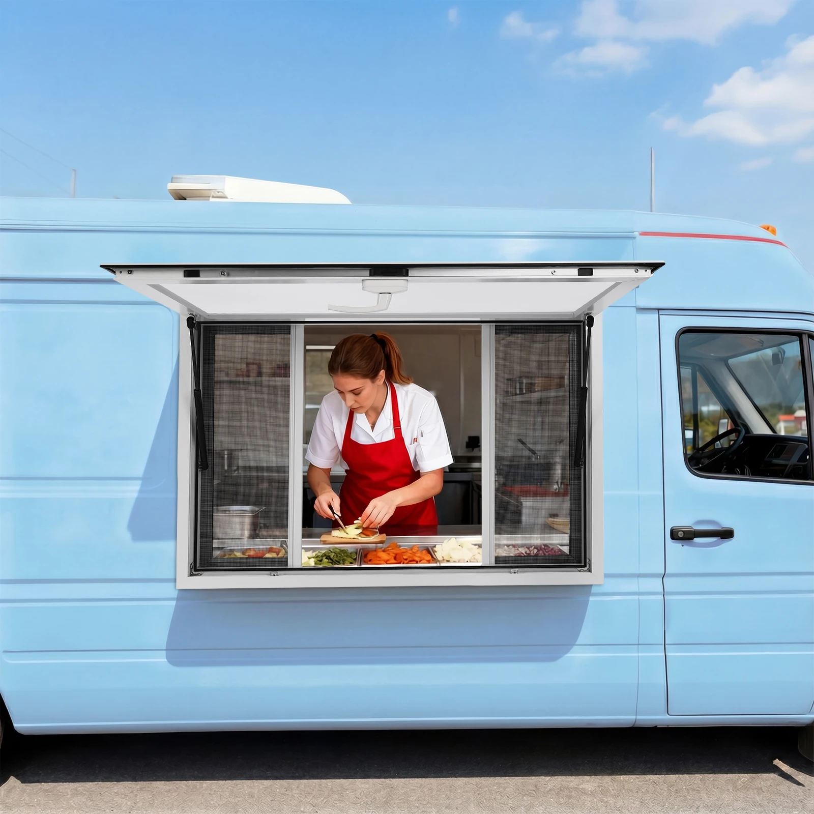Soporte de concesión de 45 "L X 30" W, ventana para servir, toldo para camión de comida, impermeable, resistente a los rayos UV, resistente para proveedor de carrito de Catering móvil