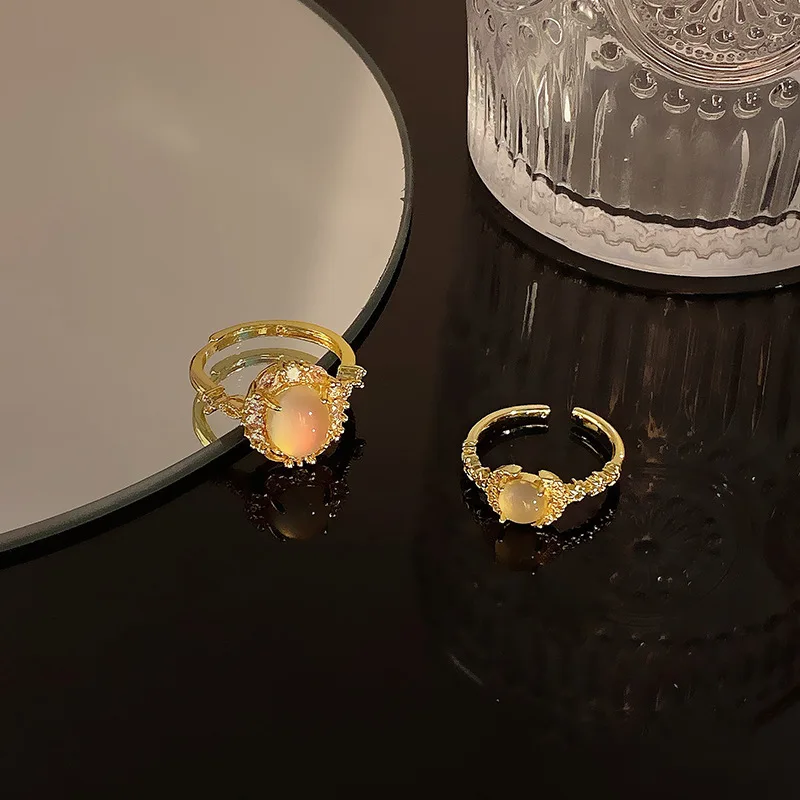 الصينية الخفيفة الفاخرة الشمس والقمر نجمة اللغة افتتاح التغيير التدريجي حلقة الزركون الصغيرة أزياء بسيطة الملحقات الشخصية #3