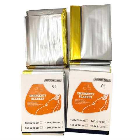 4 Pack Gold Silver Mylar Emergency Thermal Blankets 160×210cm Windproof Waterproof Reflective Survival Space Blankets for Car Em