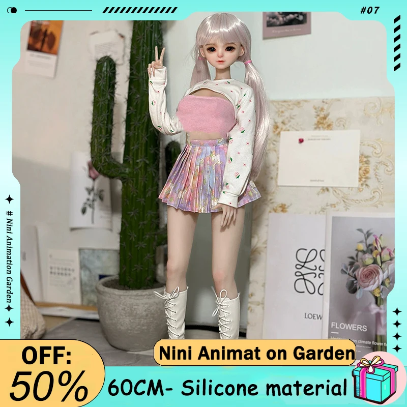 

60 см мобильная кукла-робот, импортный силиконовый материал, розовая милая девушка, кукла BJD, съемная голова, резьба по салоне автомобиля, комплект, модель игрушки