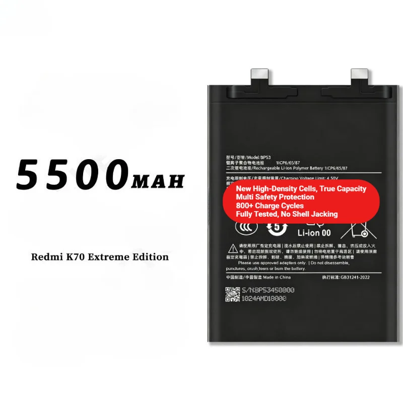 BP53 for Xiaomi Redmi K70 Extreme Edition Phone Battery 0Cycle High Capacity Battery Replacement Bateria Grade A Cell with Tools