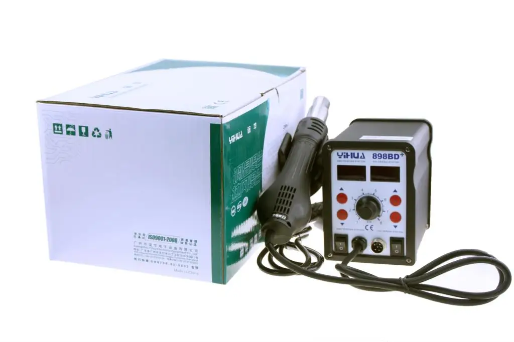 2 in 1 Digital Display Soldering Desoldering Station YIHUA 898BD+ SMD Electric Soldering Iron + Hot air Gun Rework