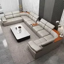 %Linlamlim Premium Italian Genuine Leather Sofa Set for Living Room with Adjustable Headrests, Bluetooth Speaker, Wireless Charg