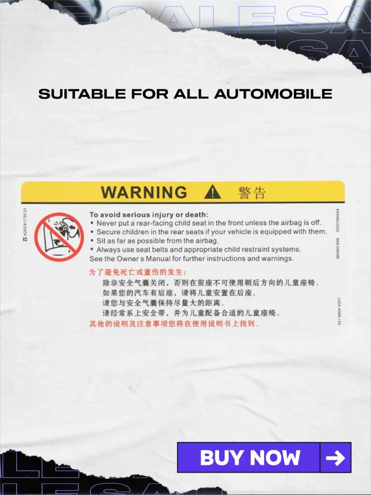 Universal Car Interior Front Sun Visor Makeup Mirror Sticker Safety Warning Sticker ​HZJJST Auto Interior Accessories