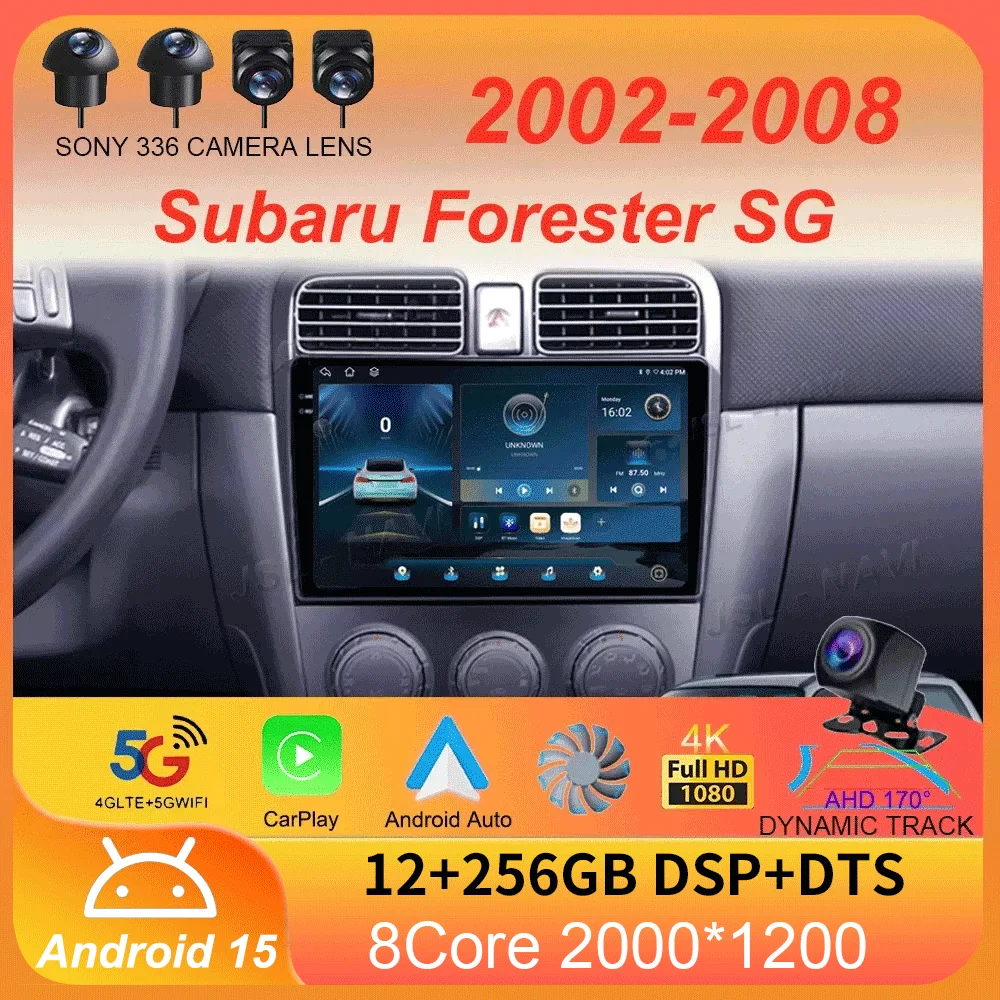 

Car Radio Android 15 Carplay Auto 2K Screen Multimedia Player For Subaru Forester SG 2002 - 2008 DSP Autoradio Stereo Head Unit
