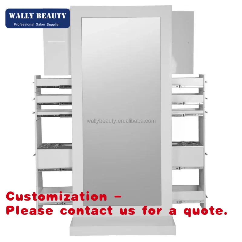 

Customize.Wallybeauty Hairdressing Salon Styling Stations Led Lighting Salon Gold Mirror Station Mirror Cabinets
