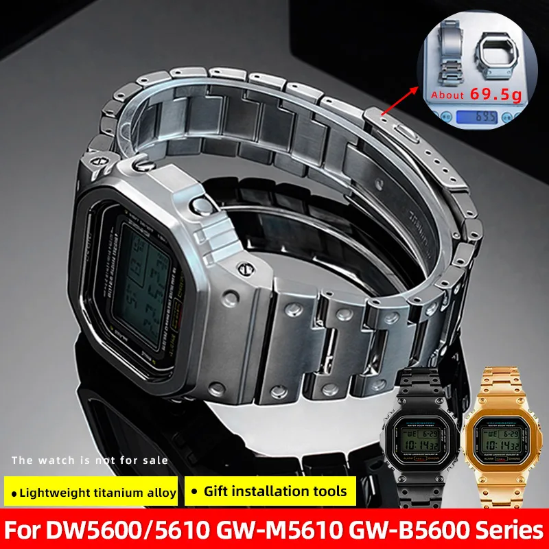 軽量チタン合金ストラップケースカシオ-g-shock-dw5600-gw-m5610-gwx5600-gw-b5600-mod-キット金属チタンベゼルバンドツール