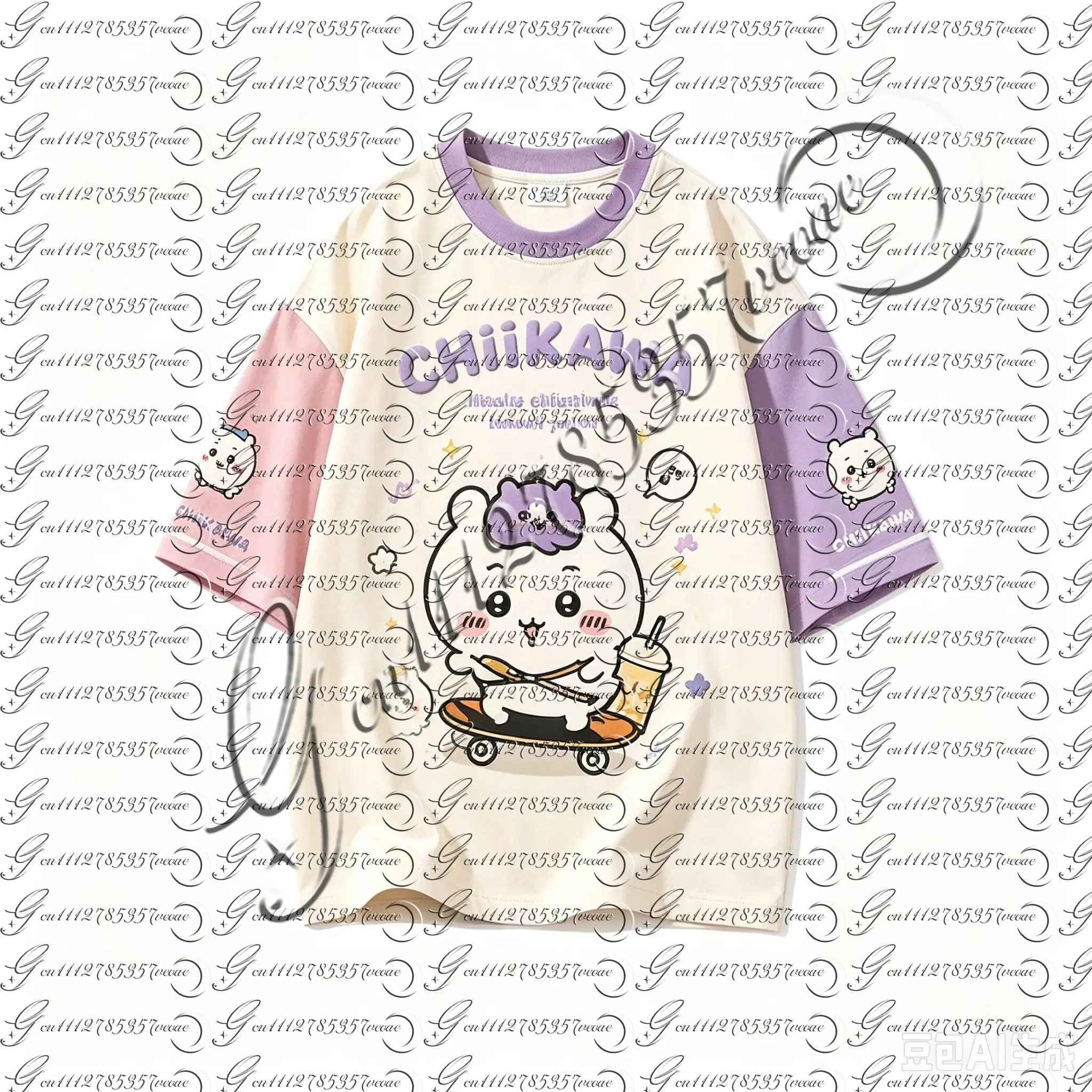 camiseta-com-estampa-de-personagem-de-desenho-animado-chiikawa-kawaii-gola-redonda-manga-curta-unissex-casual-solta-para-combinar-com-a-familia