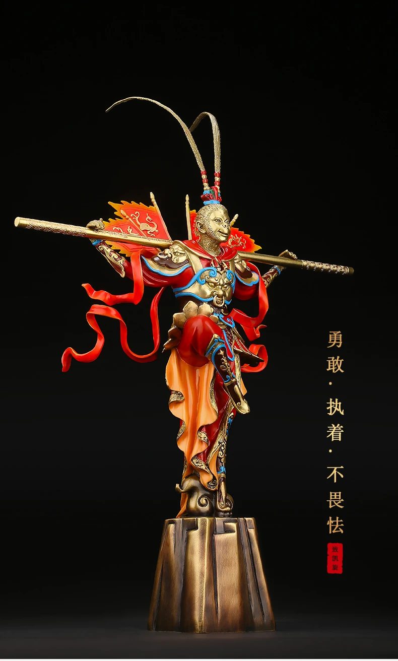 HOT SALE 50CM huge-home office TOP COOL Decorative - Business Hero Talisman WU KING bronze Hand engraving art sculpture