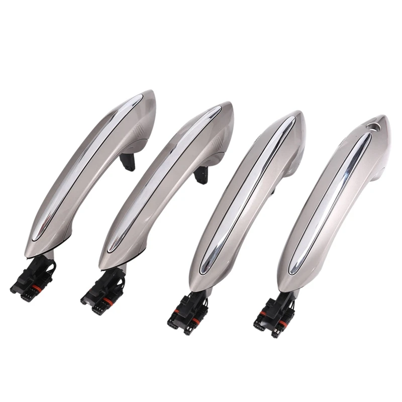 4PCS Champagne Outer Exterior Door Handle Set With Light For BMW 5 6 7 Series F07 F10 F11 F06 F12 F13 F01 F02 Spare Parts