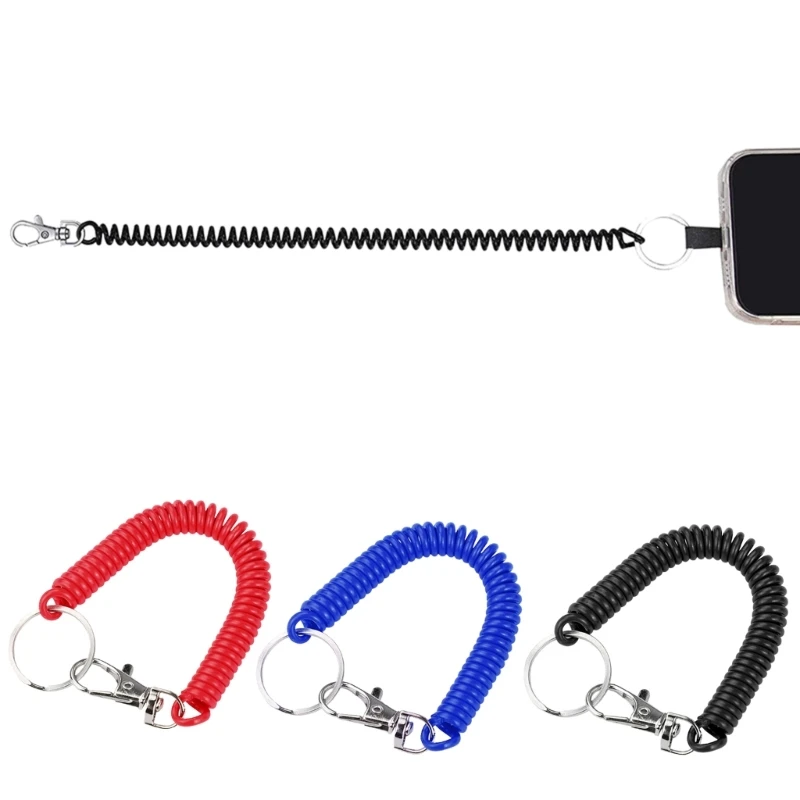 4Pcs Stretchy Spirals Keyring Outdoor Retractable Keychain Coil Spring Keychain Nickelplate Key Hook Color Keychain for Backpack