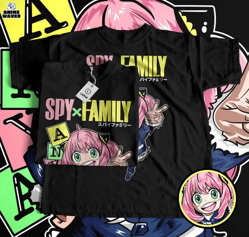 Anime Family Espionage Unisex T-shirt - Japanese Manga-Inspired, Secret Mission Theme, Otaku Gift, Classic Japan Style, 2020s Er