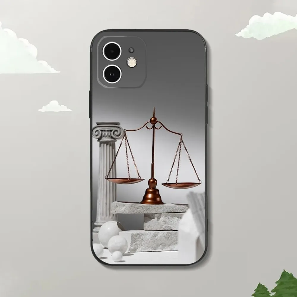 Law Judge Justice Lawyer Phone Case For iPhone16,15,14,13,12 Mini 11 Pro XR,X,XS,MAX 7,8 Plus Silicone Cover Soft Black