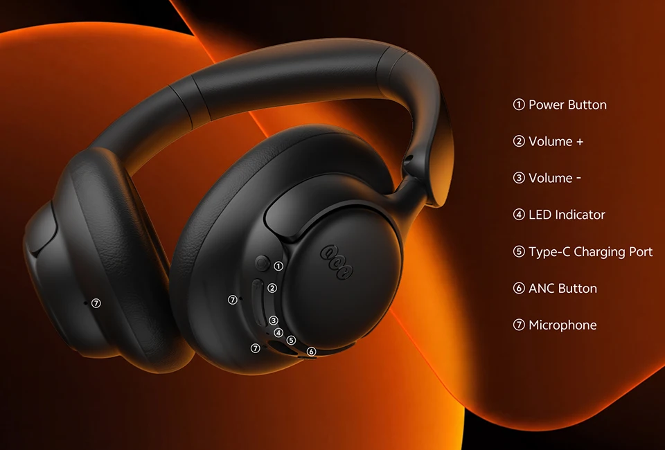 QCY H6Neo Kabellose Kopfhörer 52dB Adaptive Hybrid ANC Bass-Boost-Headsets Hi-Res LDAC Bluetooth 6.0 Spatial Audio Kopfhörer 96H – Detail 18