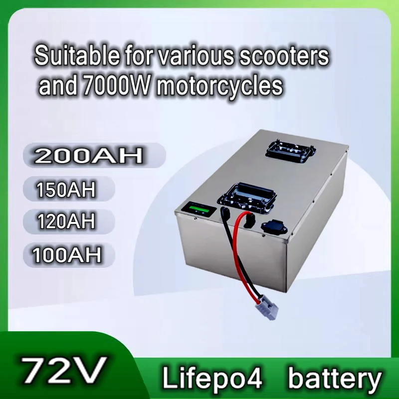 

Batterie lifepo4 au lithium 80Ah 72V, 100Ah 200Ah 120Ah 150Ah, BMS, décharge profonde, pour scooter 7000W moto Sicile, avec char