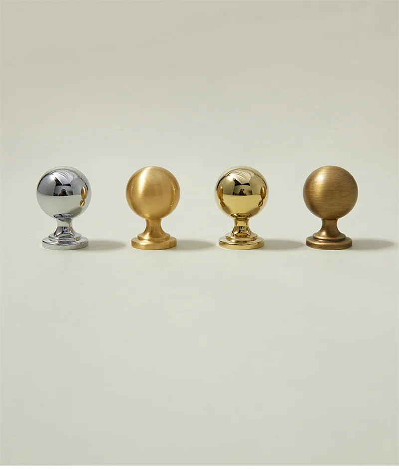 2pcs Ball Shape Cabinet Pull Handles Brushed Matte Brass Wardrobe Handles Single Hole Drawer Knob For Furniture Cupbaord Pulls