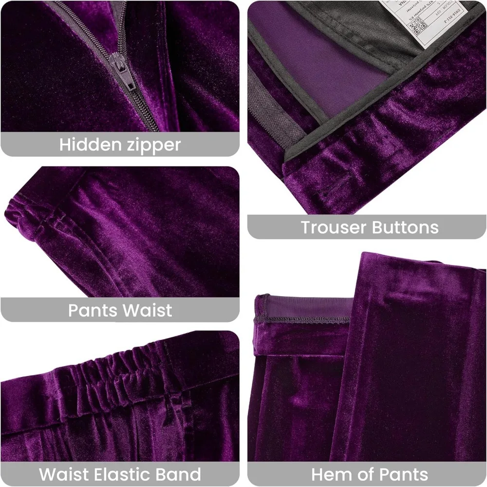 Damski dwuczęściowy garnitur welurowy z klapami w szpic, zapinany na jeden guzik, dopasowany krój, biznesowy, na przyjęcie, wesele, smoking, marynarka i spodnie.