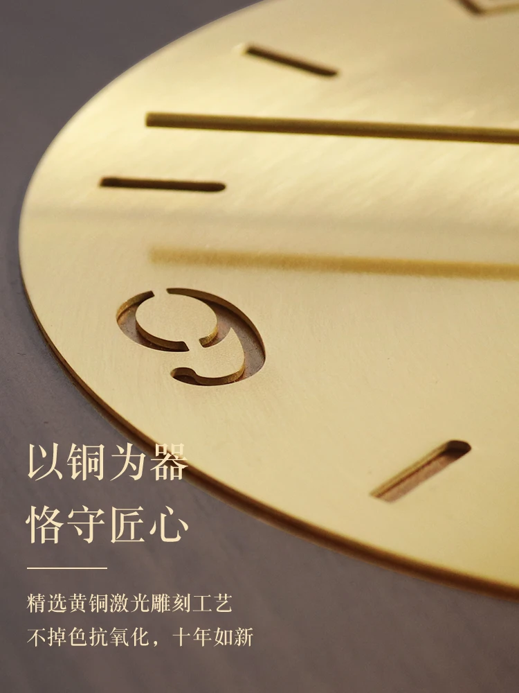 Living room household fashion simple new Chinese solid wood pure copper wall clock decorative clock wall clocks - Image 5