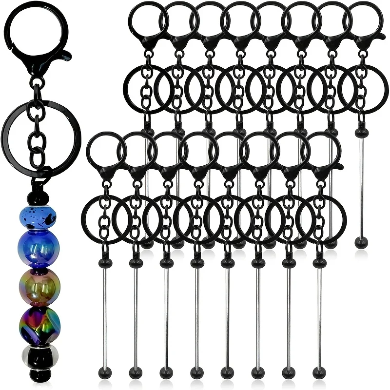 For Daily 16pcs Economical Wholesale Stylish Keychain Making Set Blank Bead Rod Jewelry Accessories Car Key Pendant Decor Gift - view 2
