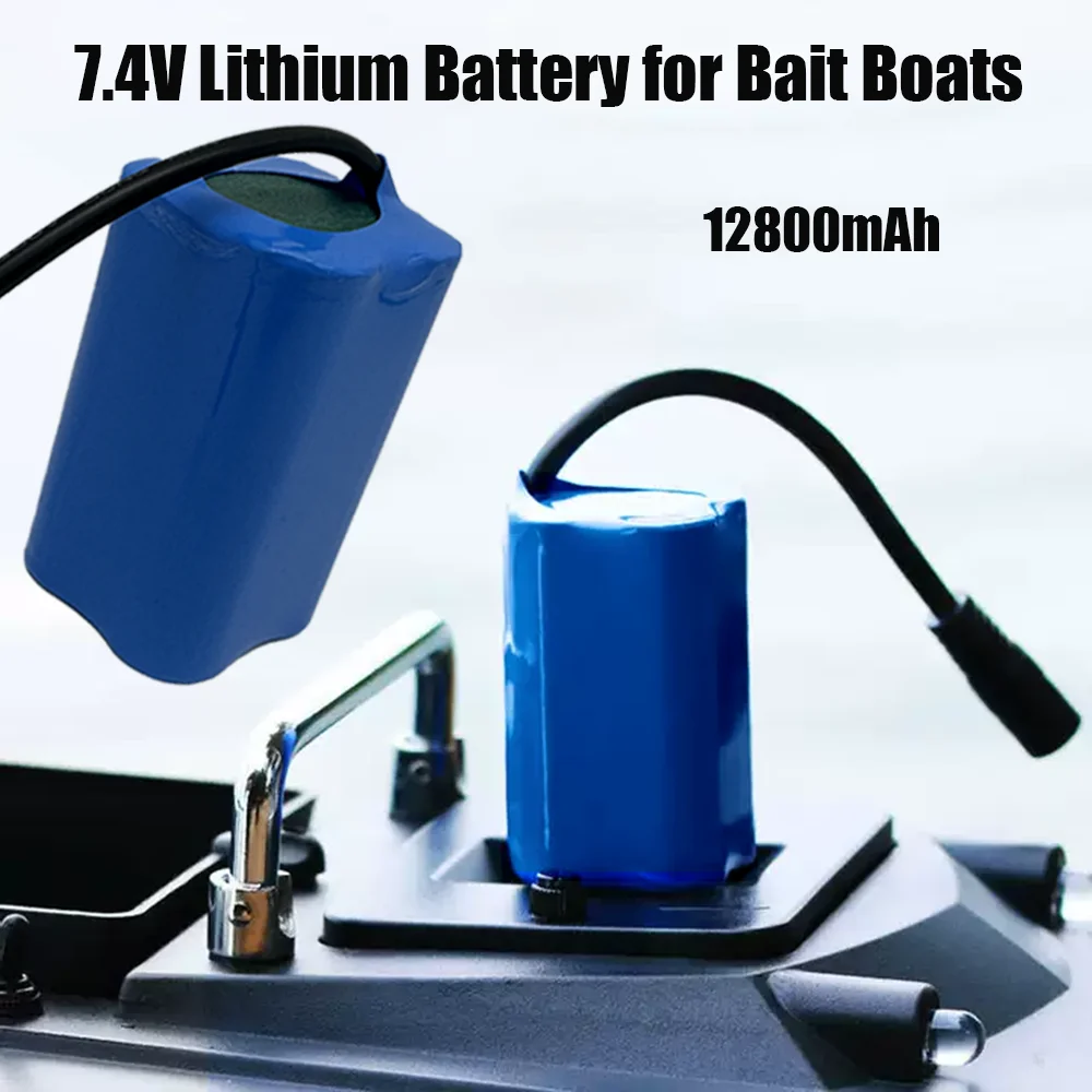 

7.4V 2S2P for T1882011-5 T888 V007 H18 C18 RC Fishing Bait Boat Remote Control Battery 12800MAH 18650 Lithium Ion Battery