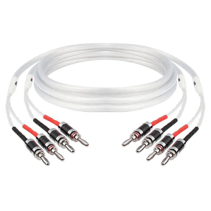 

Лидер продаж 2025 года, высококачественный акустический кабель 5N OCC с серебряным покрытием, разъем типа «банан Y», аудиокабель для усилителя мощности на продажу