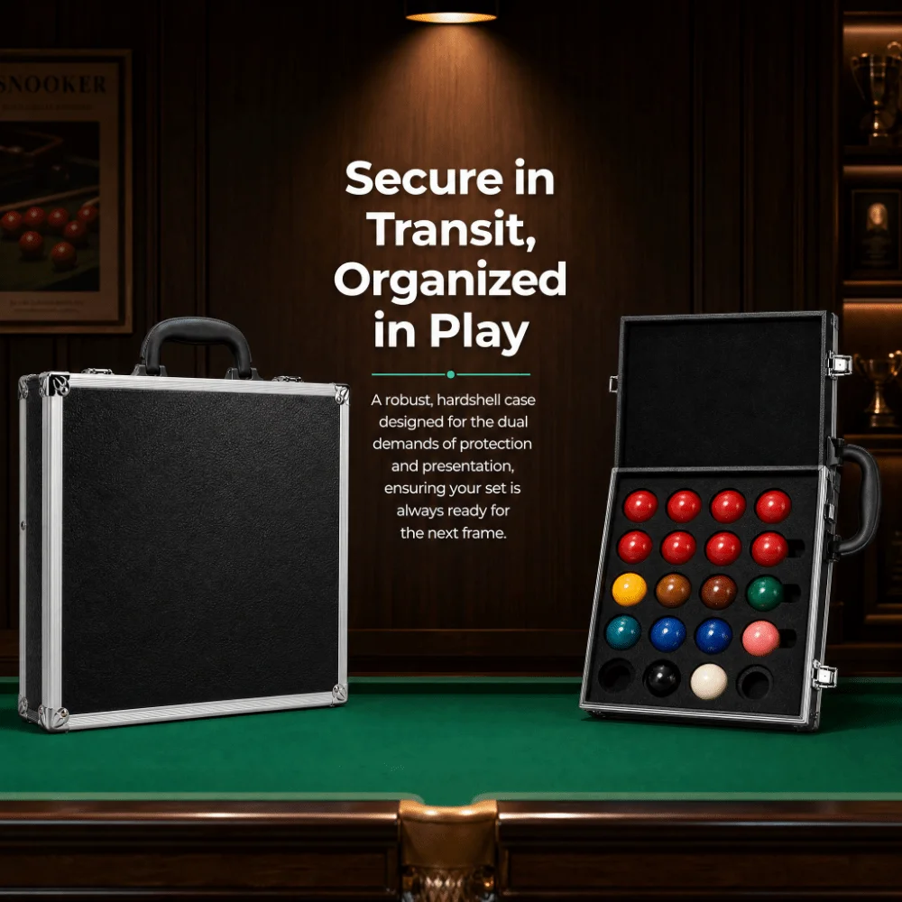 Foam Insert Billiard Ball Storage Box Metal Latches Carry Handle Pool Ball Case Black Lined Interior Protective Cover