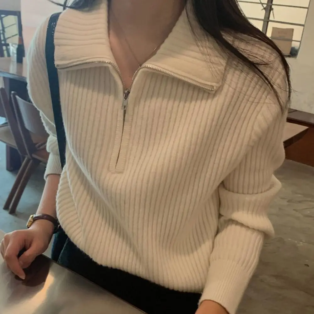 เสื้อฮู้ดแขนยาวแบบมีซิป สไตล์ลำลองถักโครเชต์ สำหรับผู้หญิง ฤดูใบไม้ร่วง ดีไซน์หวาน