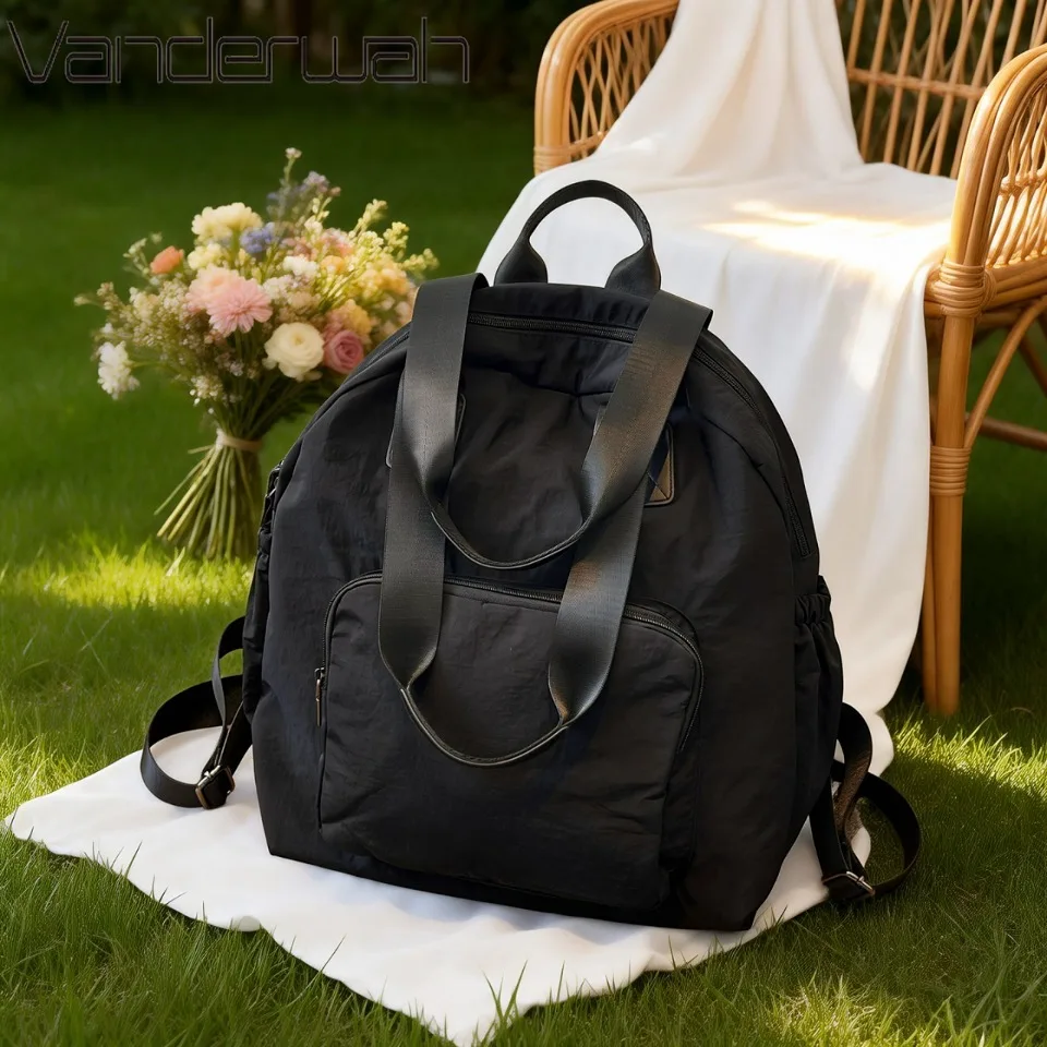 

Casual Nylon Backpack for Women Lightweight Large Capacity Daypack School Back Pack Multi-Pocket Shoulder Bag for Travel Commute